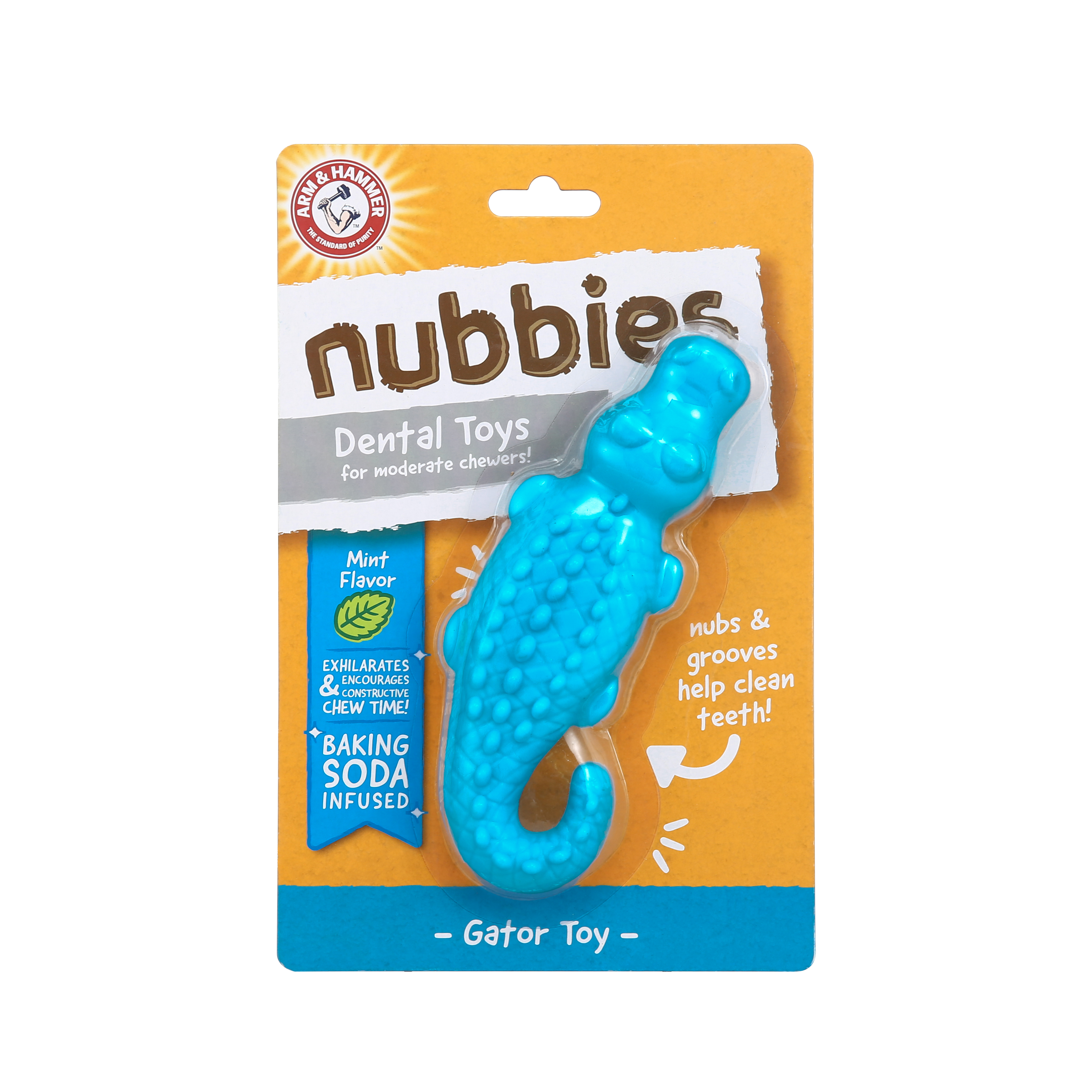 Arm & Hammer Nubbies Gator Dental Toy for Dogs, Mint Flavor